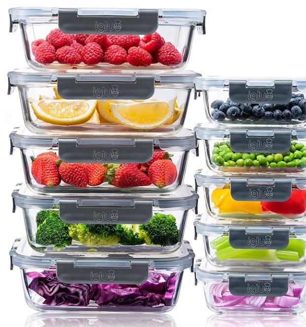 Glass food storage container